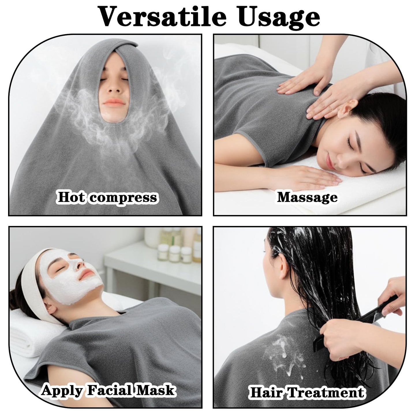 JOUTYFOR 5 Pack Microfiber Esthetician Towels for Facials Mask Removing Face Wrap Soft Facial Cloth with Split Design Spa Towels for Facial Steam Massage and Cleansing