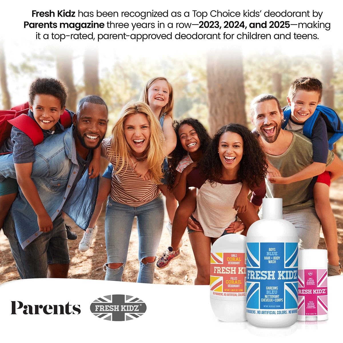 Fresh Kidz Roll On Deodorant for Kids and Teens - Baking Soda and Aluminum-free 24 Hour Protection for Sensitive Skin - Girls "Purple" 1.86 fl.oz.