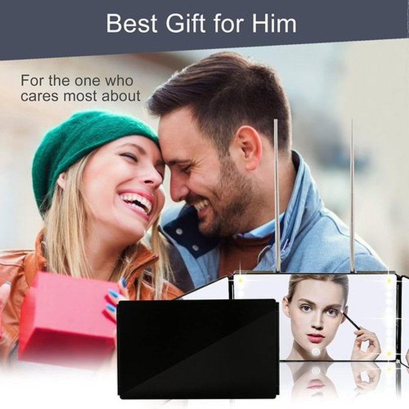 JANMPASK LED 3 Way Mirror for Self Cutting Mirror Vanity Mirror Barber Supplies Accessories 360 Makeup Mirror with Light Trifold Mirror to See Back of Head