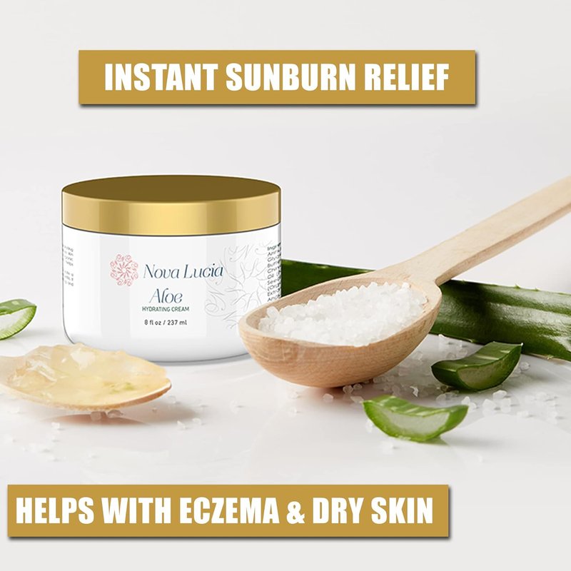 Aloe Vera Cream - Soothing Moisturizer for Dry & Sensitive Skin | Hydrating, Non-Greasy Face & Body Cream