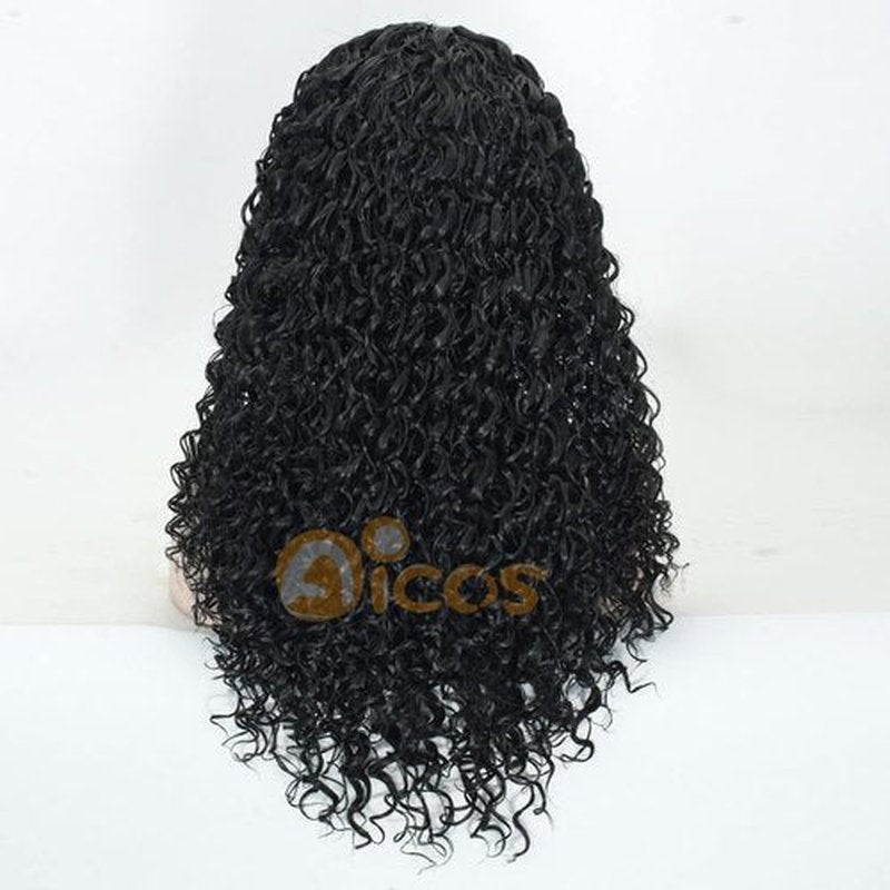 Aicos Black Afro Kinky Curly Wig Long, Wavy Black with Blonde Hair Costume Wig for Women Halloween+Wig Cap