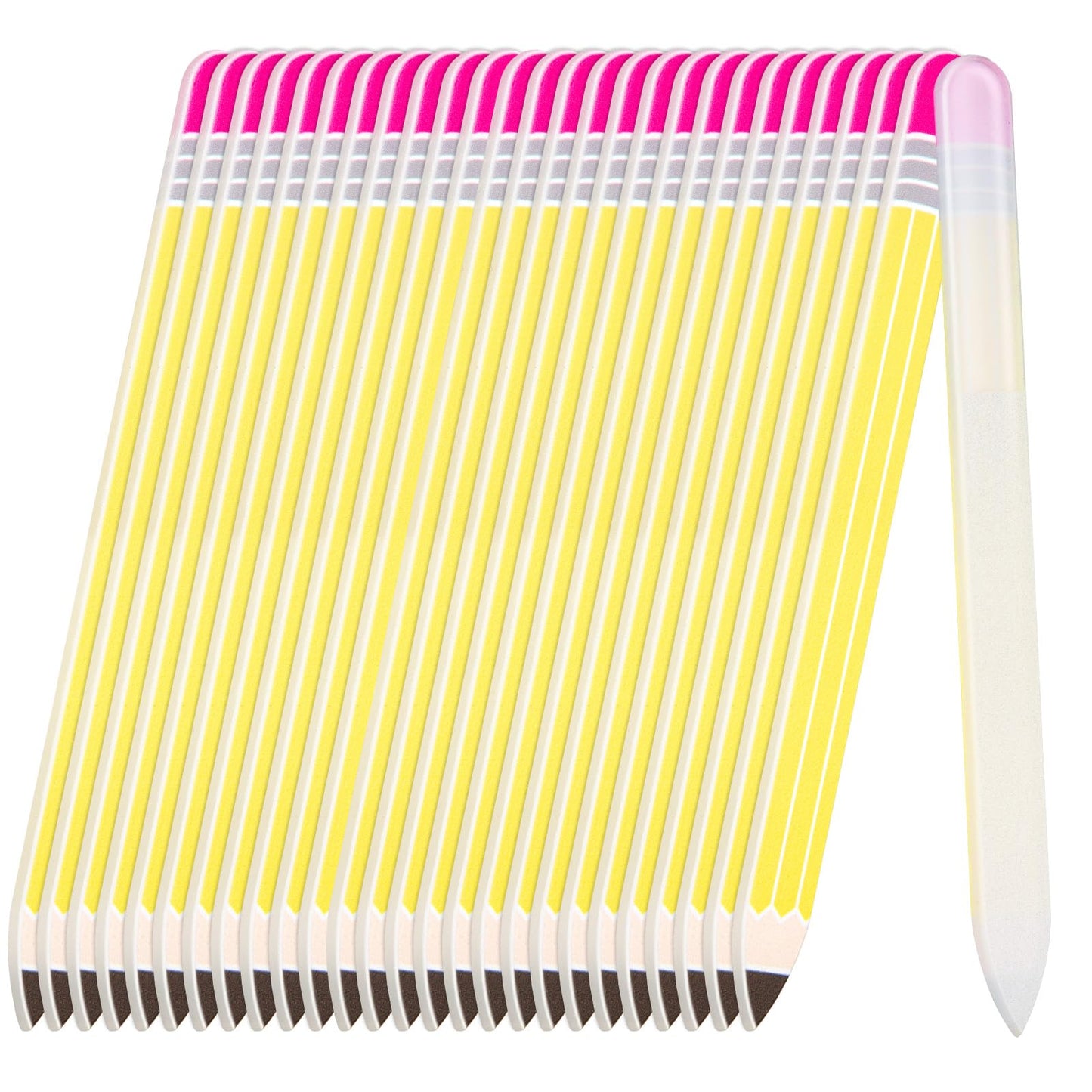 24 Pcs Teacher Gift Pencil Shaped Nail File Glass Nail Files Teacher Appreciation Gift for Teacher Classroom School Office Party Favors
