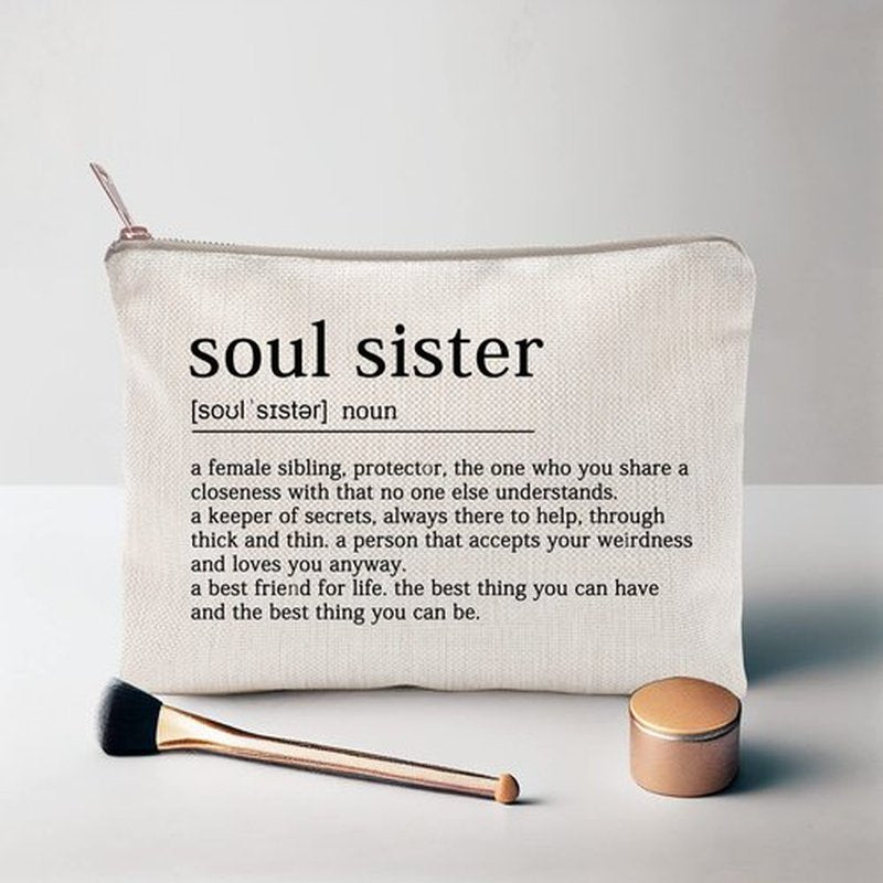 You Are Loved You Are Enough Makeup Case Self-Worth Cosmetic Bag Positive Affirmation Toiletry Bag Gift Motivation Quotes Sister Gift (Soul Sister)