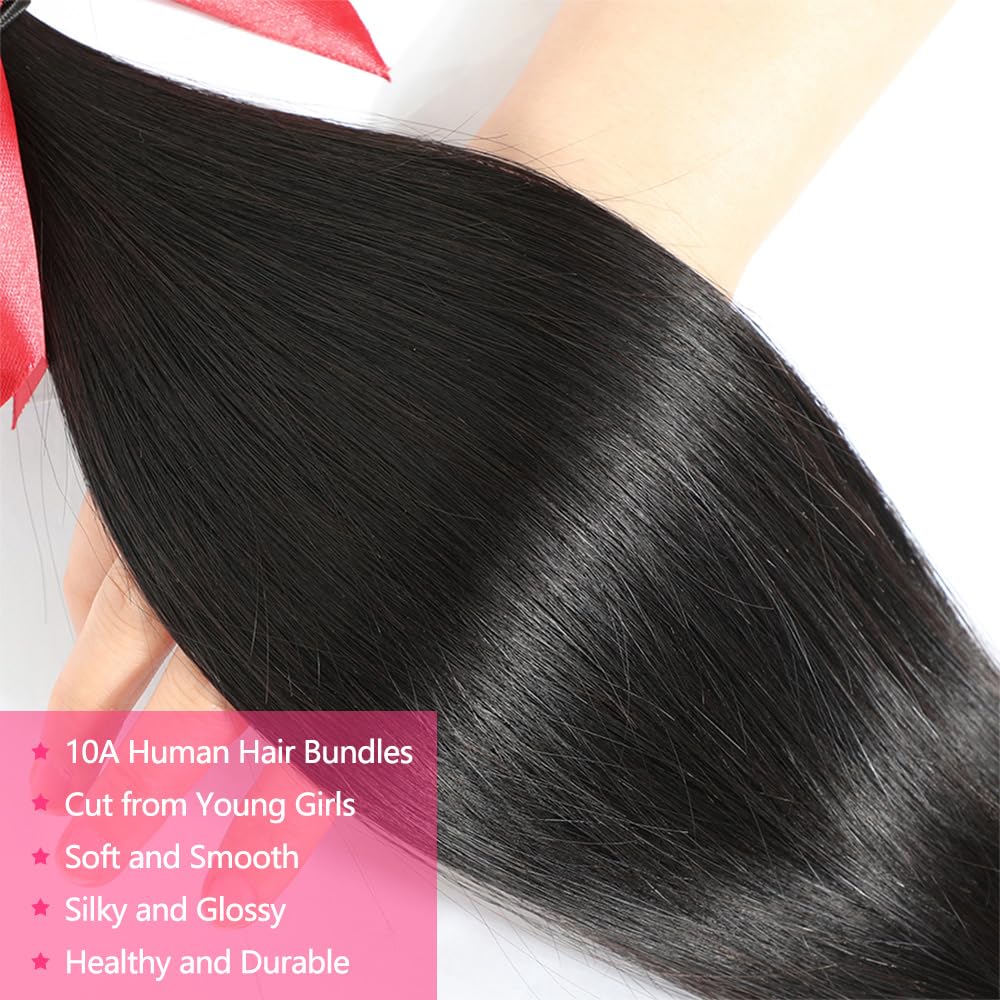 10A Brazilian Straight Hair Bundles 12 Inch Human Hair Bundles 1 Single Bundle Human Hair 100% Unprocessed Virgin Weave Bundles Human Hair Raw Remy Hair Bundles Deals Natural Black 100g