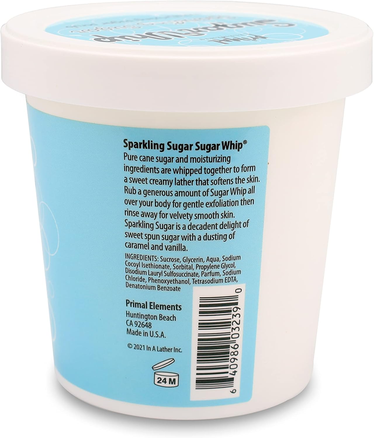 Exfoliating Sugar Scrub - Primal Elements Face & Body Cleanser | Moisturizing Sugar Whip, 10 oz