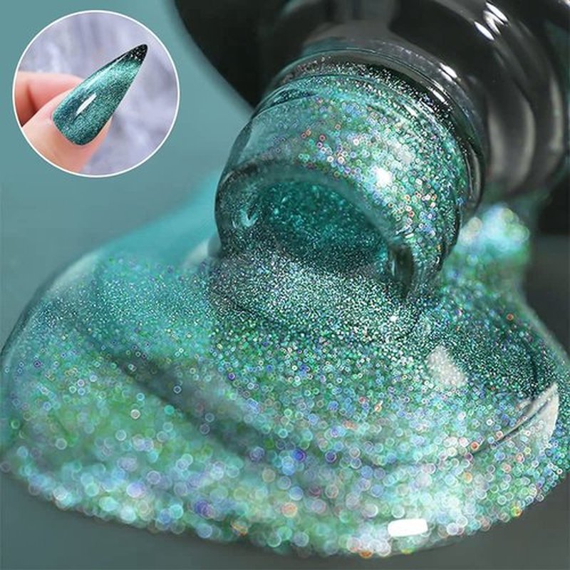 MIZHSE Cat Eye Gel Nail Polish 10 Colors, Magnetic Gel Polish Set with Magnet Stick Black Gel, Holographic Shimmer Galaxy Effect Cat Eye Nail Gel Soak Off Nail Art Manicure Kit Gift for Women