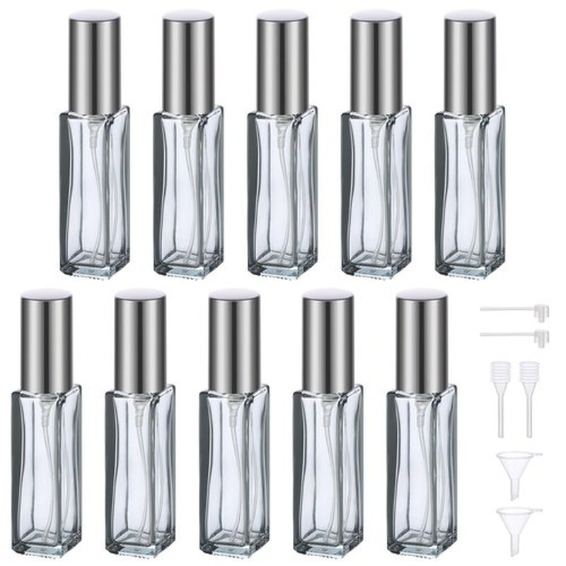 Segbeauty 10ML Perfume Bottles Empty, 10pcs Mini Refillable Perfume Atomizer, Portable Leak-proof Glass Spray Bottle for Perfume Travel Sample Dispenser Small Toiletries Pump Bottles Sprayer