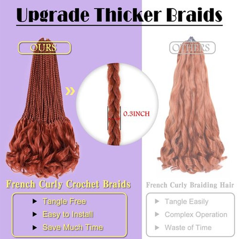 French Curl Crochet Braids 12 Inch Goddess Box Braids Crochet Hair Pre Looped Crochet Box Braids with Curly Ends Synthetic French Curly Braiding Hair Extensions 8 Packs 350#