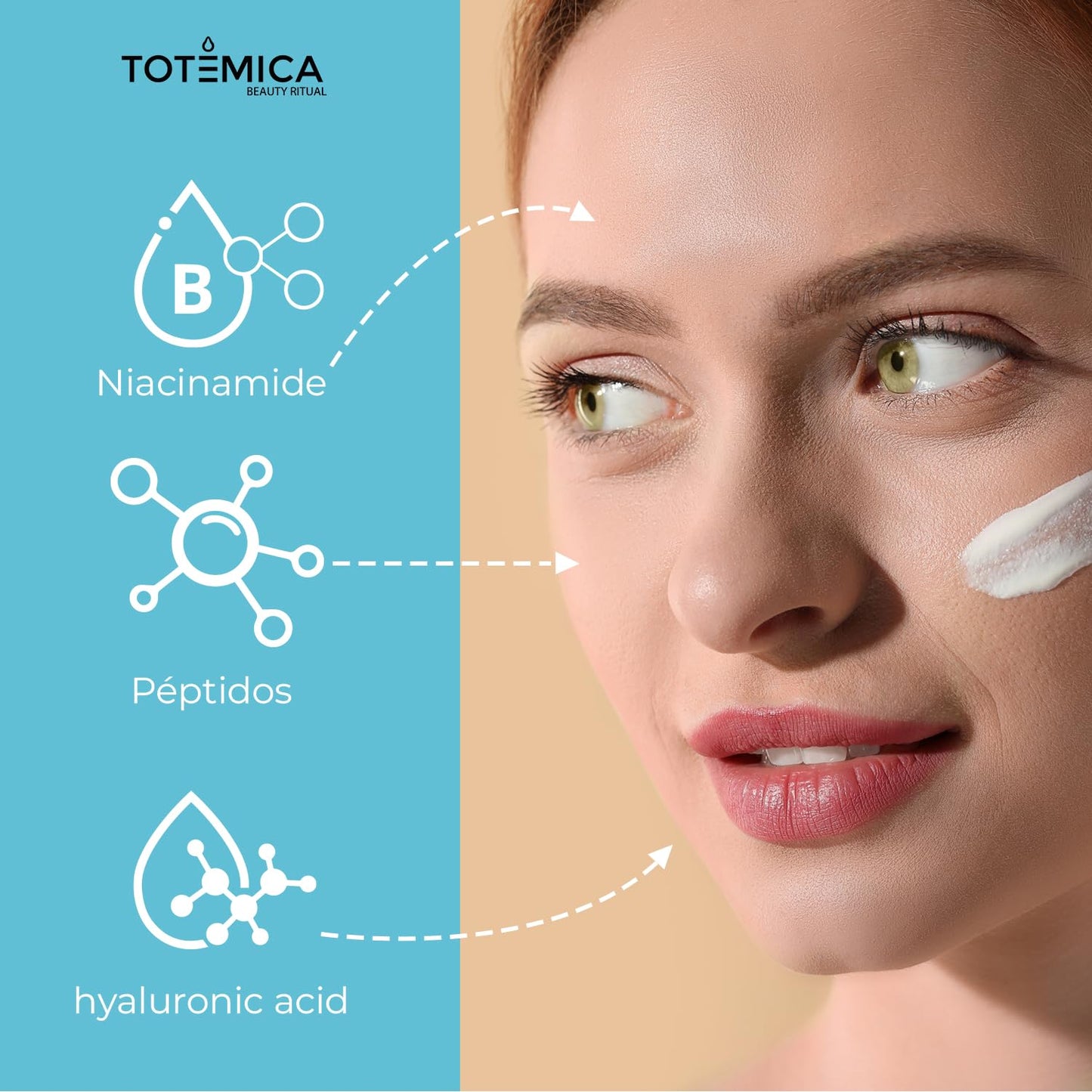TOTEMICA Face Moisturizer with Niacinamide, Hyaluronic Acid, and Peptides, Wrinkle Filler Anti Aging Serum, Firming Moisturizer for All Skin Types - Vegan, Cruelty-Free (1.69 Fl Oz)