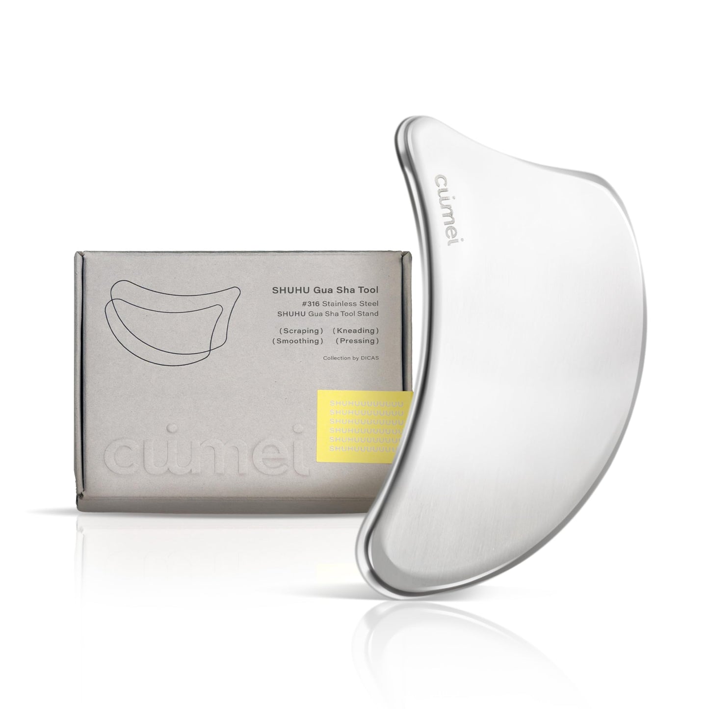 SHUHU Stainless Steel Gua Sha Facial Tool for Face & Body – Jawline Sculptor & Puffiness Relief – Face Massage Tool for Lymphatic Drainage, Tension & Muscle Relief, with Travel Pouch