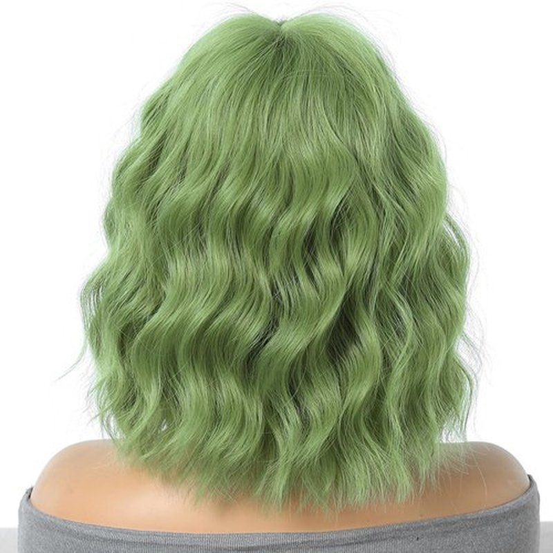 MAGQOO Green Wig for Women Green Bob Wigs Short Curly Wavy Green Wigs with Bangs Costume Cosplay Halloween
