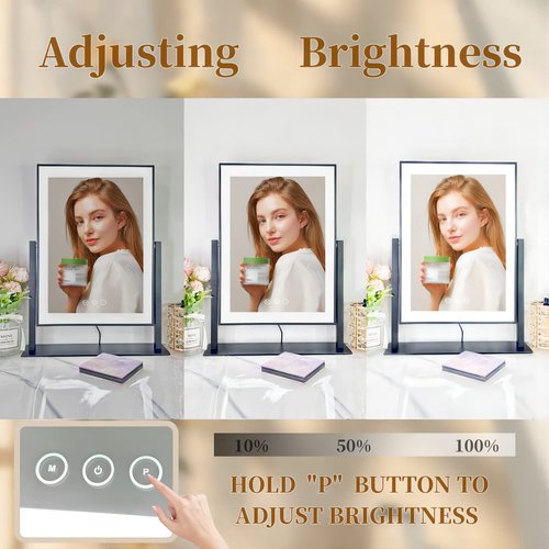 Acoolda Vanity Mirror with Lights, Hollywood Lighted Makeup Mirror with 3 Color Lighting Modes, Detachable 10X Magnification, 18.7 Inches,Black…