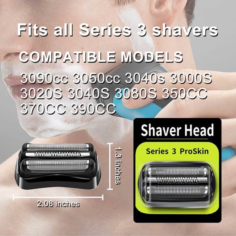 2 Packs 21B Series 3 Electric Shaver Replacement Head Compatible with Braun Series 3 Foil Shaver Replacement Heads 21b 3010s, 3040s,5409,etc for Braun Part 21b