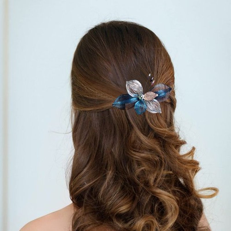 Mistofu Hair Barrettes Clips For Women - 2Pcs Copper Wire Hand-woven High-level design Barrettes Elegant Hair Accessories, Barrettes for Women Thick Hair - Gifts for Women Girls（blue）