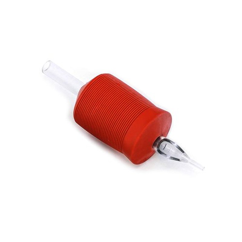 BEZTAT 30mm (6/5" Inch) Ultra Premium Clear Disposable Tubes w/Red Soft Silicone Grip- 15 Pack, Closed Flat Tip (15FT)