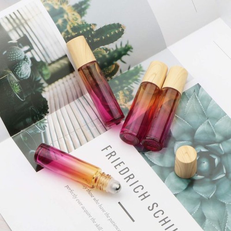 Newzoll 8 Pcs 10 ml (1/3 oz) Glass Roll on Bottles Yellow Rose Gradient Roller Bottles Vials Container for Essential Oils Perfume Lip Balms