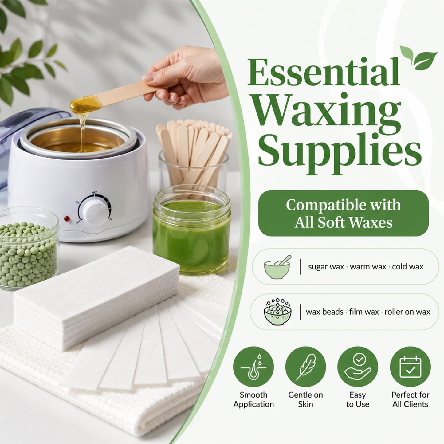 RAQEHO 150 Non Woven Wax Strips - Large Wax Paper Sheet for Hair Removal
