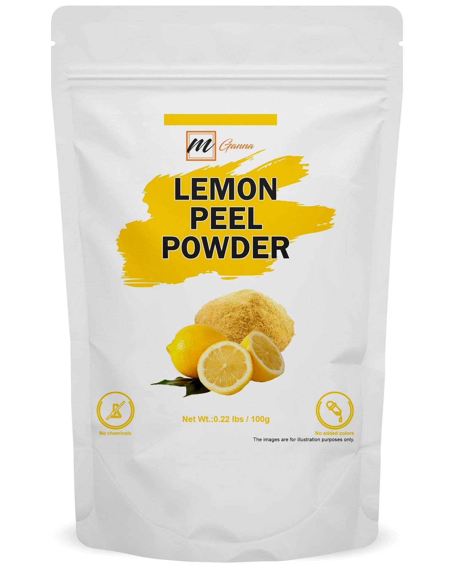 mGanna 100% Natural Lemon Peel Powder For Skin Care and Facial Mask 100 GMS / 0.22 LBS