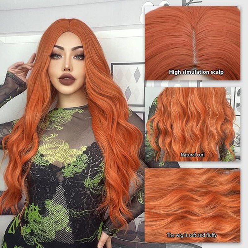 MUPUL Ombre Purple Wig Short Body Wavy Bob Wigs for Women With Bangs Shoulder Length Synthetic Cosplay Party Wig for Girls Daily Use Colorful Wigs (Ginger Body)