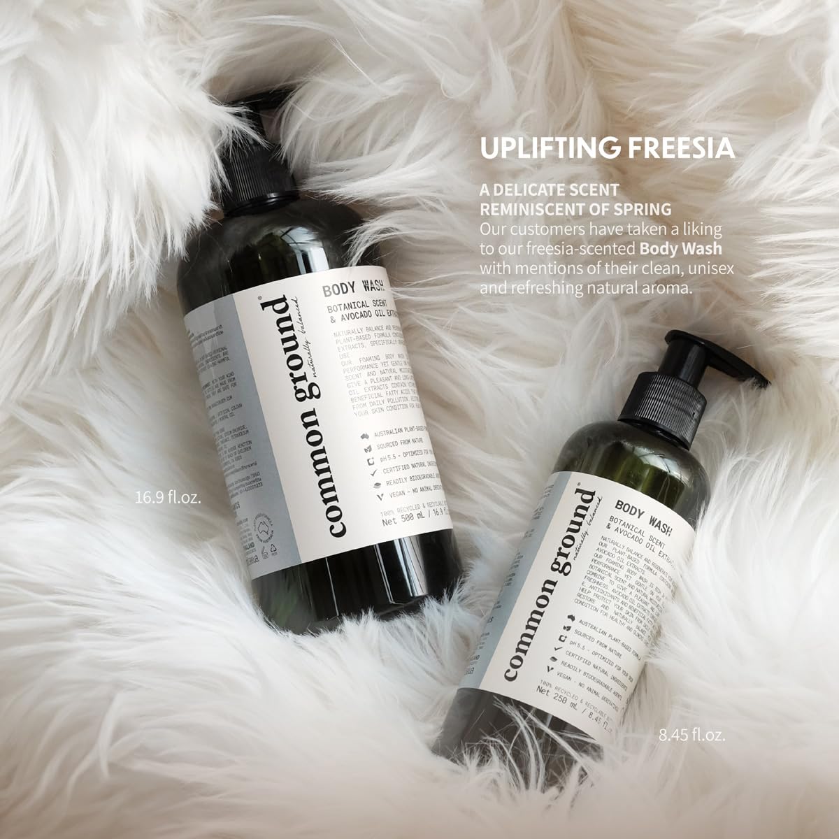 COMMON GROUND Natural Body Wash - Paraben & Cruelty Free, Vegan, Plant-Based, Botanical Scent & Avocado Oil Extracts - All Skin Types, Men & Women, Sensitive, Refill