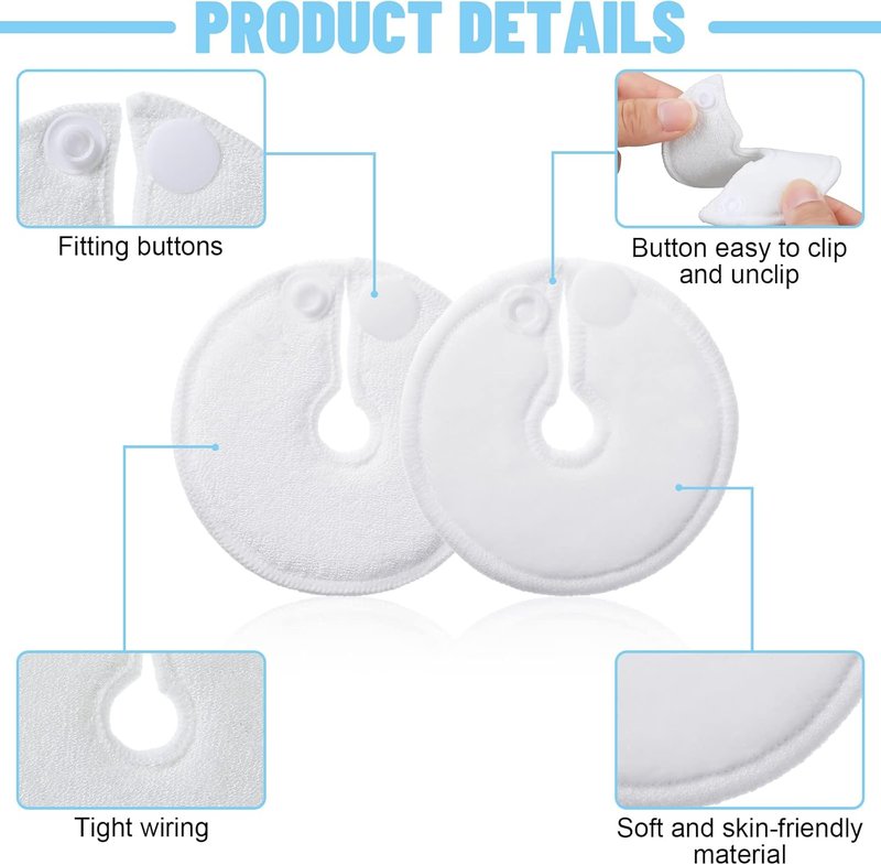 Feeding Tube Pads - Soft Cotton Button Covers for Nursing Care | 28 Packs, 3 Inch, White