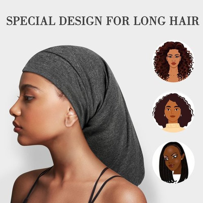 Large Satin Bonnet for Men Sleeping: Loc Cap Dreadlocks for Curly Braids Wave, Silky for Frizzy Hair Smooth, Adjustable No Slip Grey