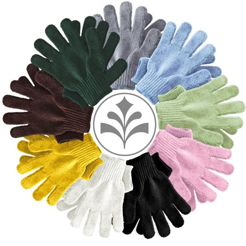 Temple Spring Exfoliating Gloves - Rayon Bamboo Bath/Shower Gloves, Bath Gloves for Shower Exfoliating and Ingrown Hair/Dead Skin Remover - Exfoliator Mitt Scrub Gloves - Off-White
