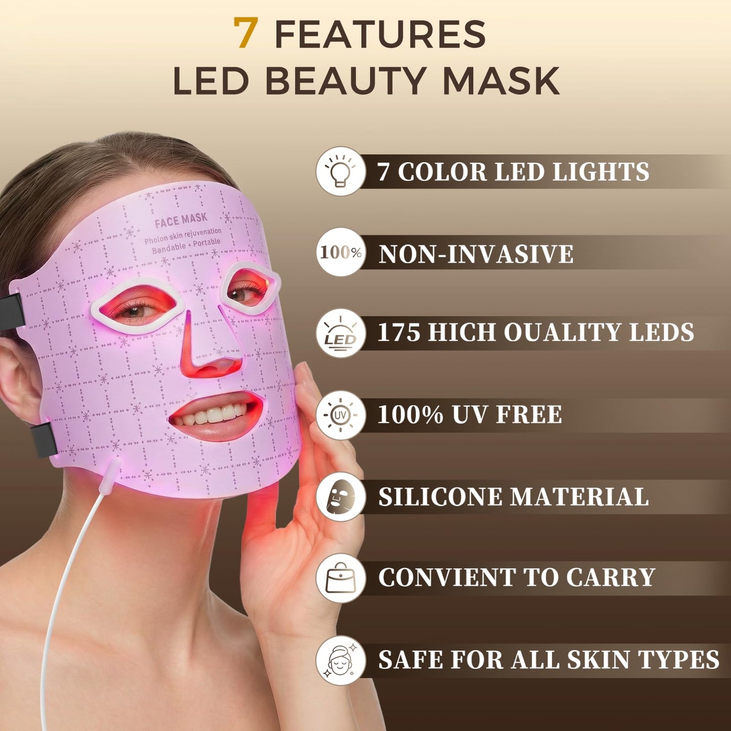 Verfubo Red Light Therapy Face Mask, LED Light Therapy Mask FDA Cleared - 660nm & 850nm for Wrinkles, Collagen & Acne I Adjustable Fit for All Skin Tones I Clinically-Backed 10-Min Daily Sessions