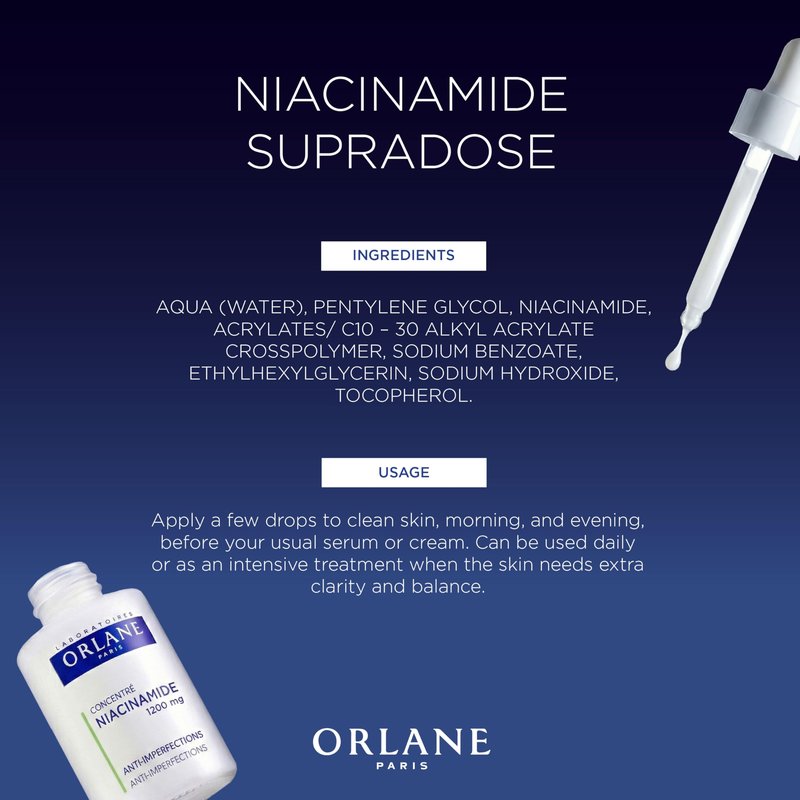 ORLANE PARIS Niacinamide Supradose - Vitamin B3 Serum - Anti-Aging and Antioxidant Treatment that Helps the Appearance of Dark Spots and Redness (30ml)
