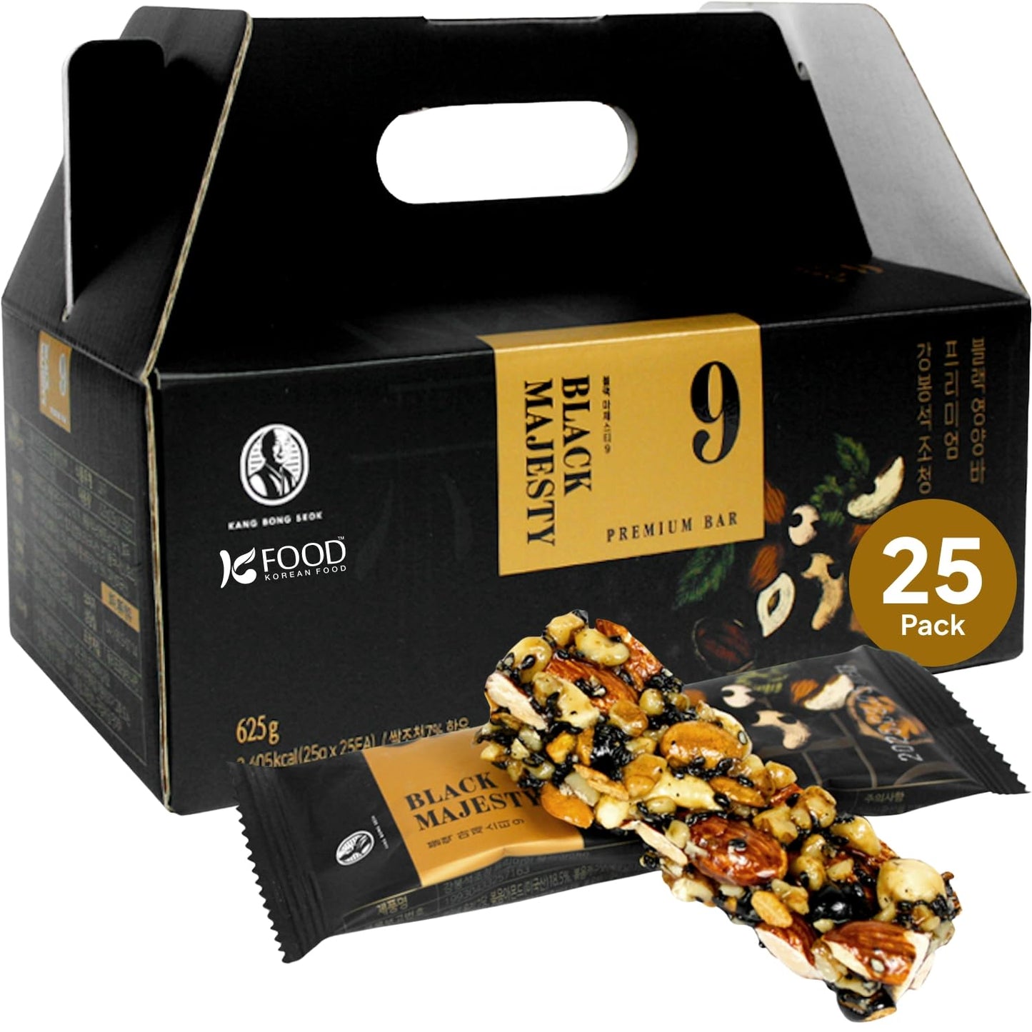 Korean Food KANG BONG SEOK Jocheong Gangjeong Nut Bars, Vegan, 25 Count