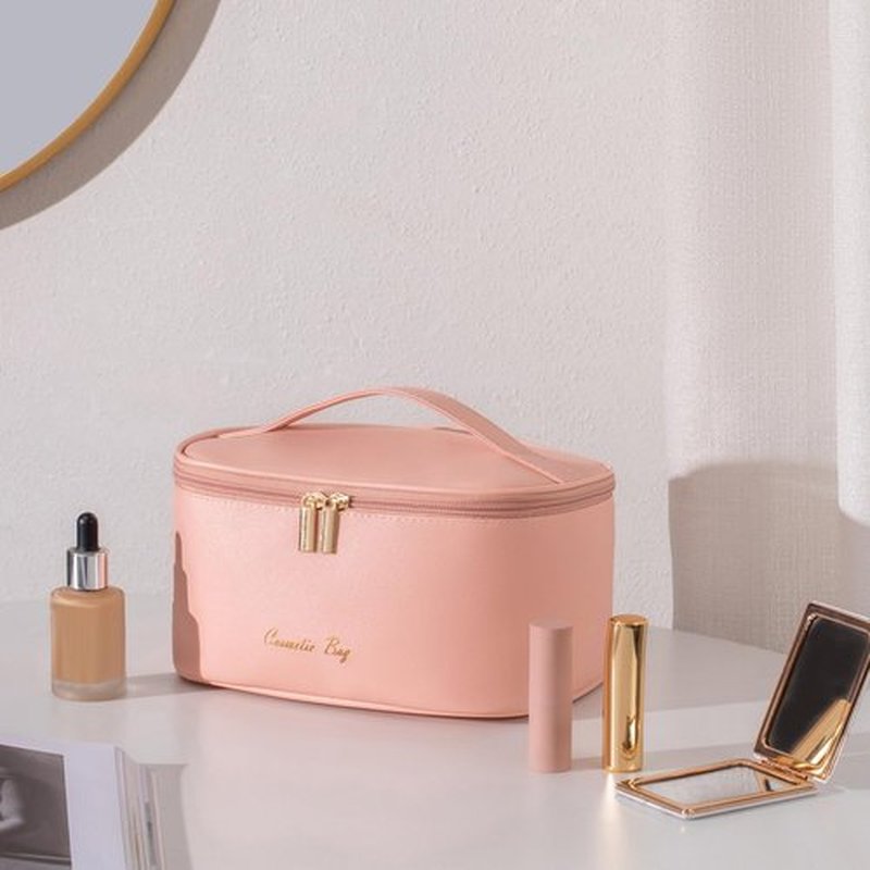 KITENROM Preppy Makeup Bag Small Cosmetic Bags for Women Little Pouch Toiletry Organizer Case(Root Pink)
