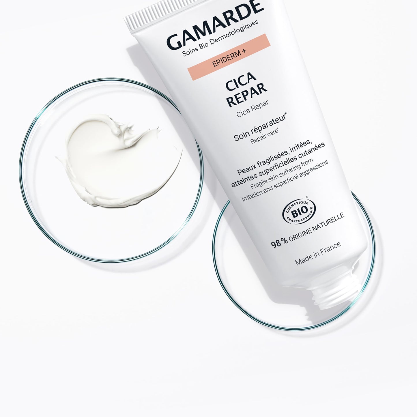 Gamarde Cica Repair - Natural Origin Face Moisturizer - Fragrance-Free for Fragile and Damaged Skin - for Adults and Children 3 Plus - 1.41 oz