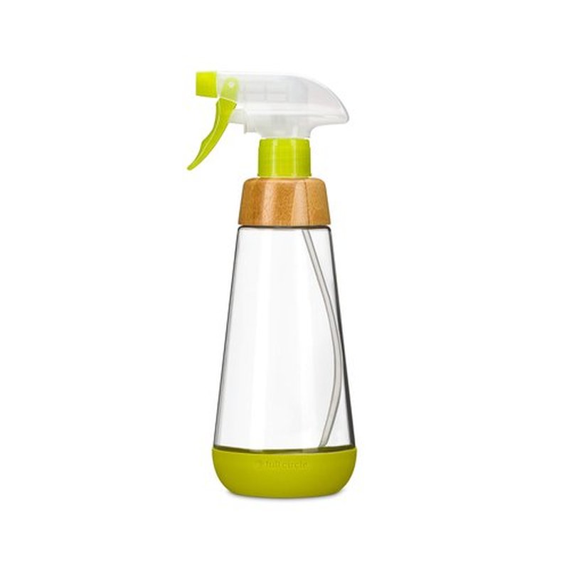 Full Circle Bottle Service - Refillable Glass Spray Bottle for Cleaning - Versatile Stream & Mist Options, Bamboo Details, Silicone Boot - Ideal for Non-Toxic Solutions & Plant Care, 16oz, Green