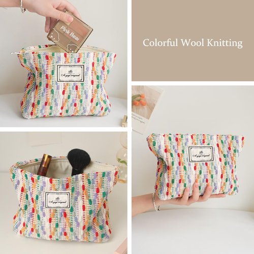 STARDW Aesthetic Makeup Bag for Women Travel Toiletry Bag Large Capacity Makeup Organizer Bag Kawaii Cosmetic Bags Zipper Pouch(Rainbow)