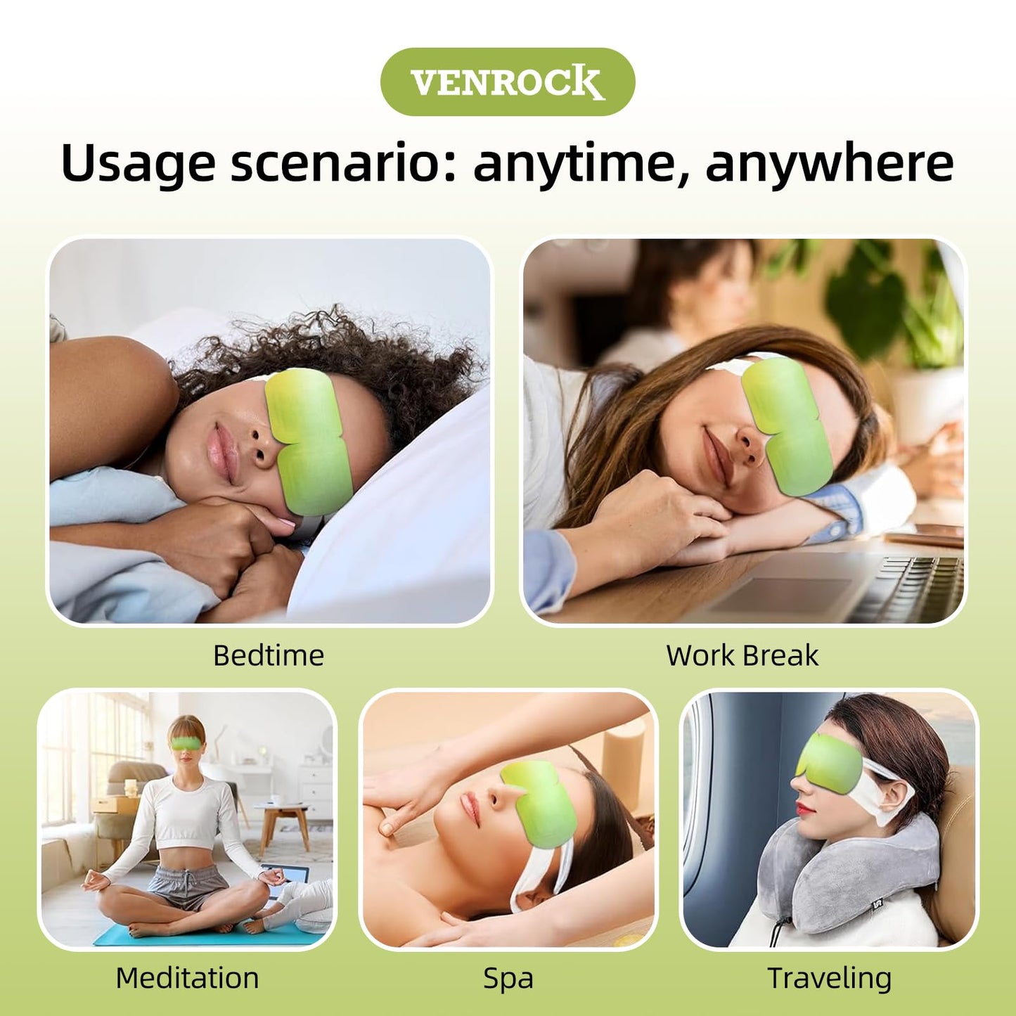 Venrock Lutein Self-Heating Steam Eye Mask 10 Packs - Heated Warm Compress for Dry Eyes, Dark Circles & Puffiness, Disposable SPA Sleep Mask, Travel Essentials & Relaxation Gifts