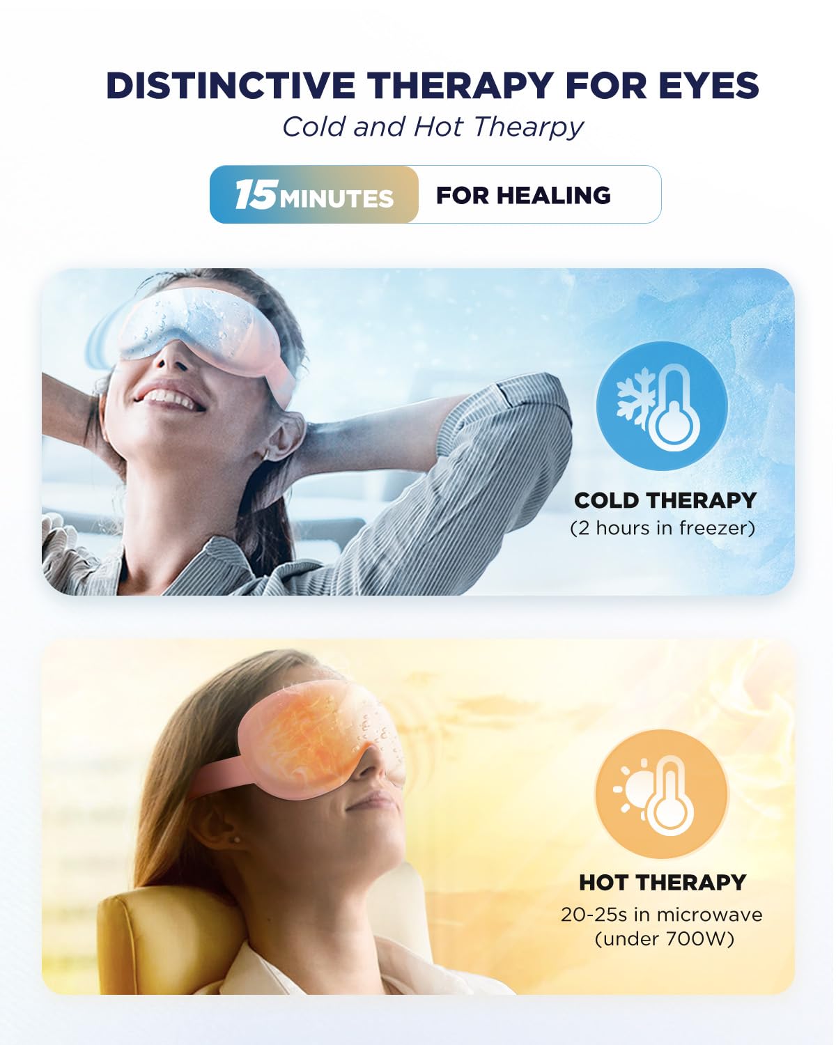 2 Pack 3D Cooling Gel Eye Mask - Reusable Cold Sleep Mask, Eyes Ice Pack with Hot & Cold Compress Therapy for Puffiness, Dark Circles, Dry Eyes, Headaches and Stress Relief (Black/Pink,2 Pack)