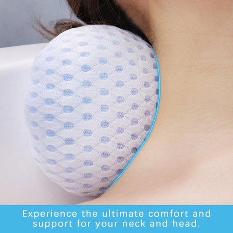 Bath Pillow Bathtub Pillow with 3 Non-Slip Suction Cups,Bath Pillow for Tub-Comfortable Bathtub Pillows for Neck Head and Back Support，Extra Thick and Soft Air Mesh Pillow for Bath,White