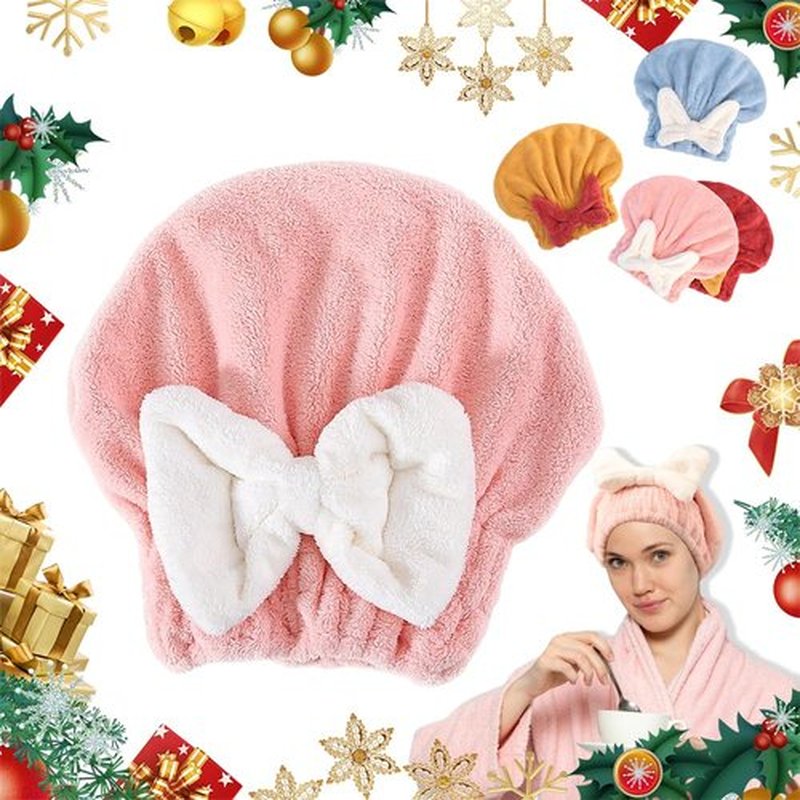 Coloday New Super Absorbent Hair Towel Wrap for Wet Hair, 2025 New Efficient Absorbent Hair Towel Wrap Microfiber Hair Towel, Upgrade Quick Drying Thickened Soft Bow Tie Hair Towel (1, Pink)