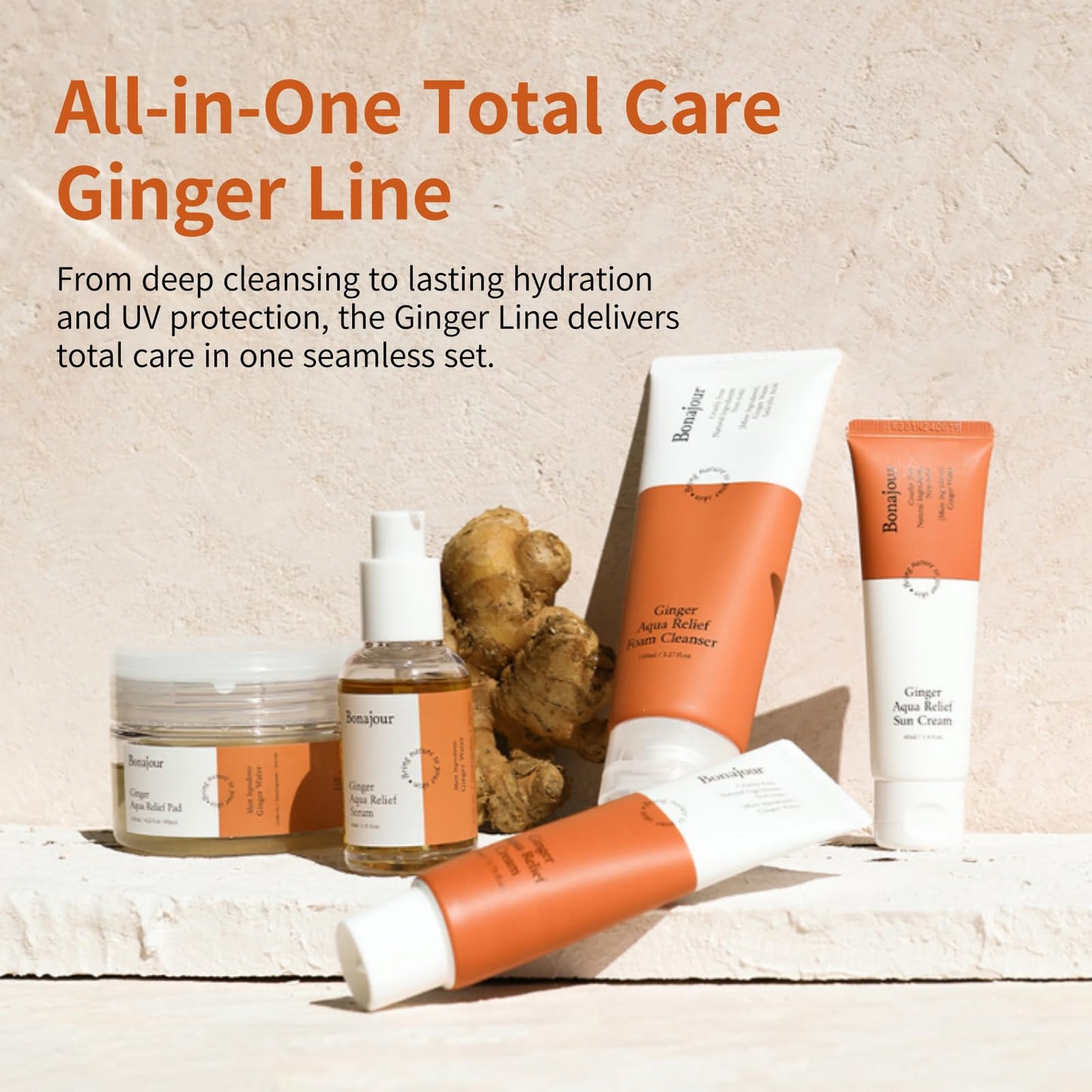 BONAJOUR] Ginger Aqua Relief Foam Cleanser - Acne relief, gentle exfoliation, pore tightening, and skin soothing for sensitive skin
