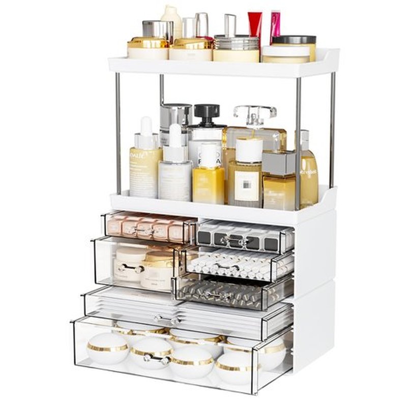 3 Pack Clear Bathroom Counter Organizers and Storage - Stackable Design,19.1" Tall Large Capacity - Suitable as Makeup Organizers,Vanity Perfume Organizer,Dresser Top Organizer for Bedroom