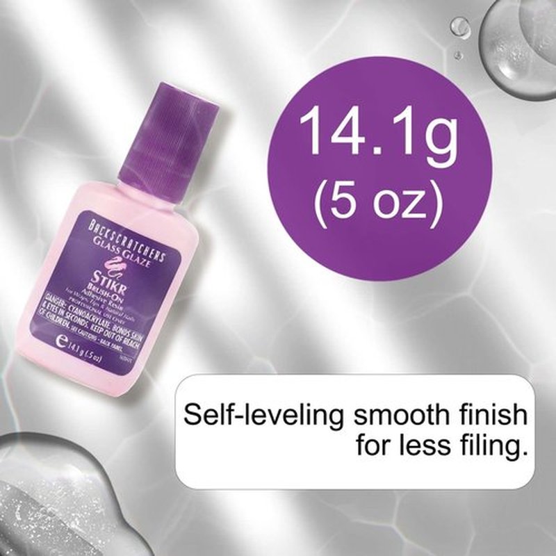 Backscratchers Glass Glaze Stikr Resin - Strong Adhesive for Nail Wraps, Nail Tips, Nail Extensions, Charms, and on Natural Nails - Nail Silk Wrap and Fiberglass Glue 0.5 Fluid Ounce