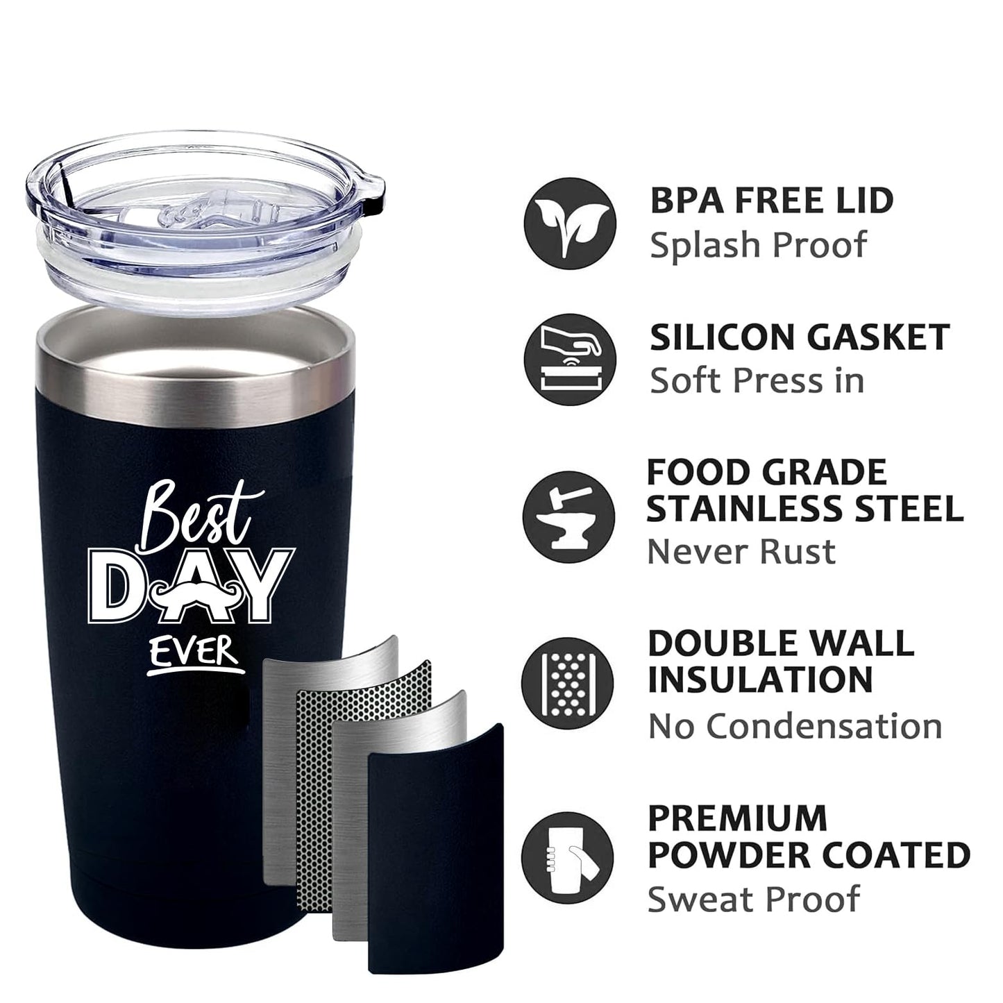 PERFECTMOFEI Gift Basket for Men - Birthday, Get Well Soon & Thank You Gifts for Him, Dad, Husband, Boyfriend Care Package with Insulated Cup, Wallet, Leather Notebook