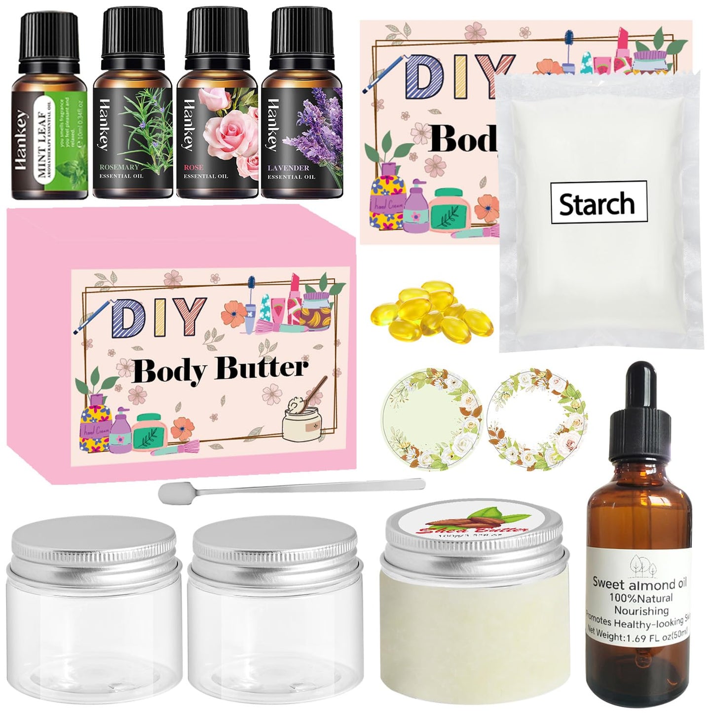 DINGTU Body Butter Making Kit- Shea Butter Lotion Making Kit, DIY Crafts for Adults, Organic Shea Butter Natural Whipped Body Butter Maker Skin Care Gifts for Women