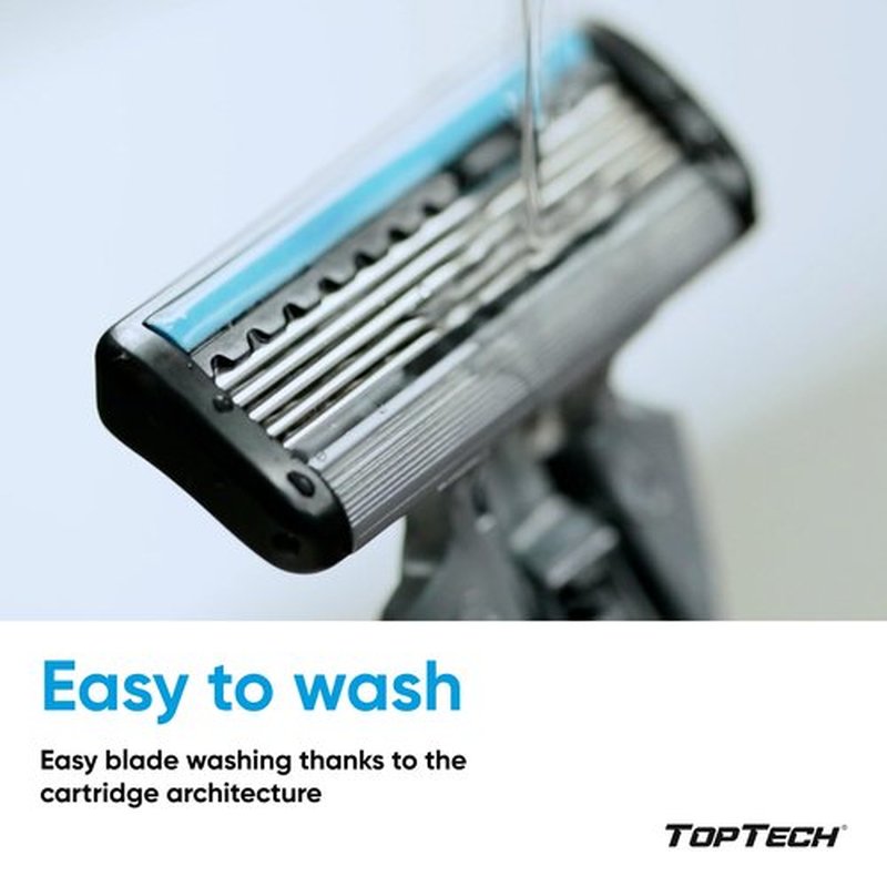 Toptech PRO 5 Razors for Men - Manual Shaving Razor & Replaceable Cartridges - 5-Blade Technology - 17 Count Pack (Handle + 16 Refills) - Soft Shave & Sharp Blades - Cost-effective Refill