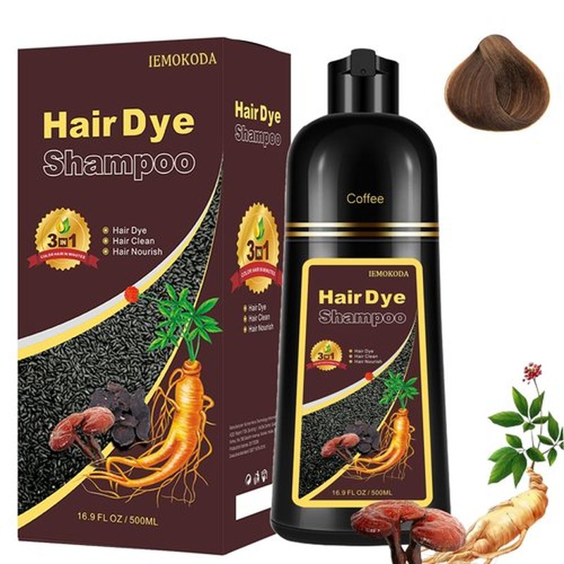 Coffee Hair Dye Shampoo 3 in 1 - Instant Shampoo Para Pintar el Cabello for Refresh Hair Color, Herbal Shampoo Hair Dye for Women Men, Easy to Use & Long Lasting Hair Color Shampoo 16.90 oz