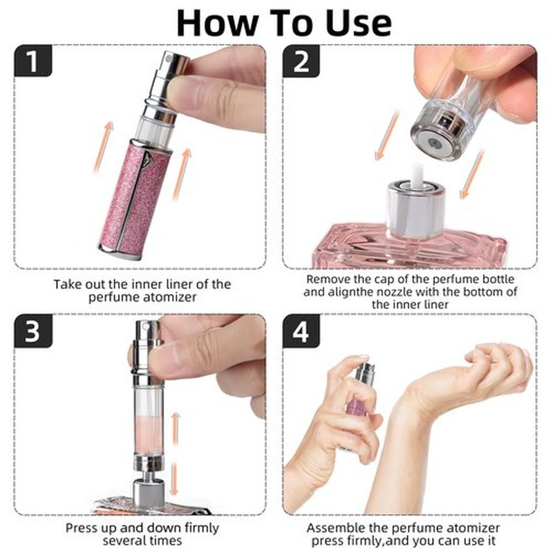 muilsae AB00YL Leatherette Refillable Perfume Atomiser 5ml, Bottom Fill Perfume Bottle, Portable and Leak-proof Suitable for Women and Men (AB00YL 5ml)