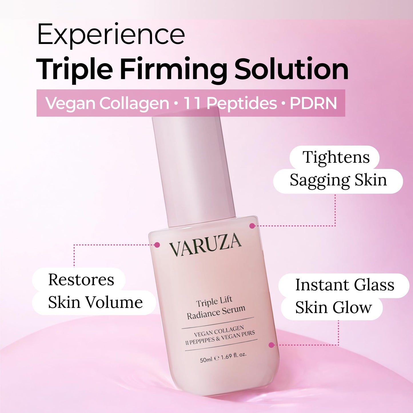 VARUZA Triple Lift Radiance Serum 50 ml Vegan Collagen 11 Peptides Vegan PDRN 1ea