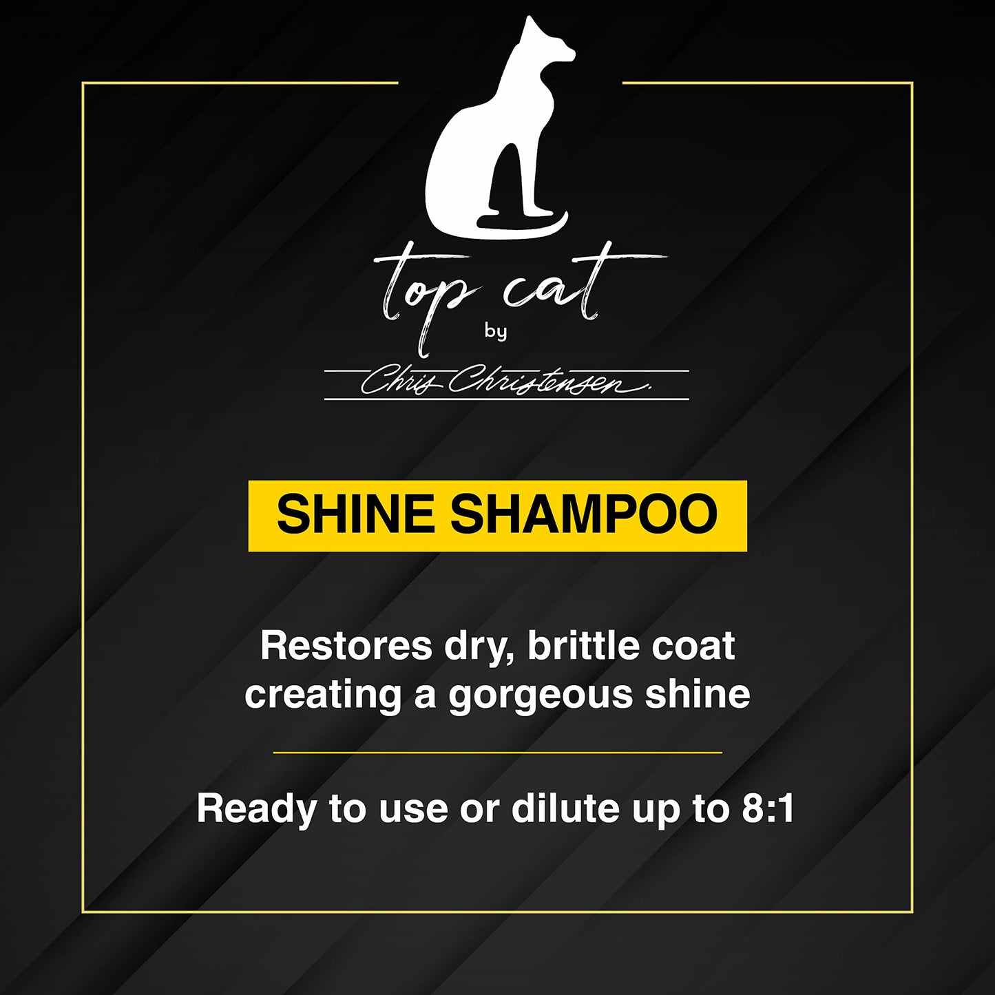 Chris Christensen Top Cat Shine Shampoo for Cats, Groom Like a Professional, Restores Dry & Brittle Coat, Creates a Gorgeous Shine, Made in USA, 16 oz