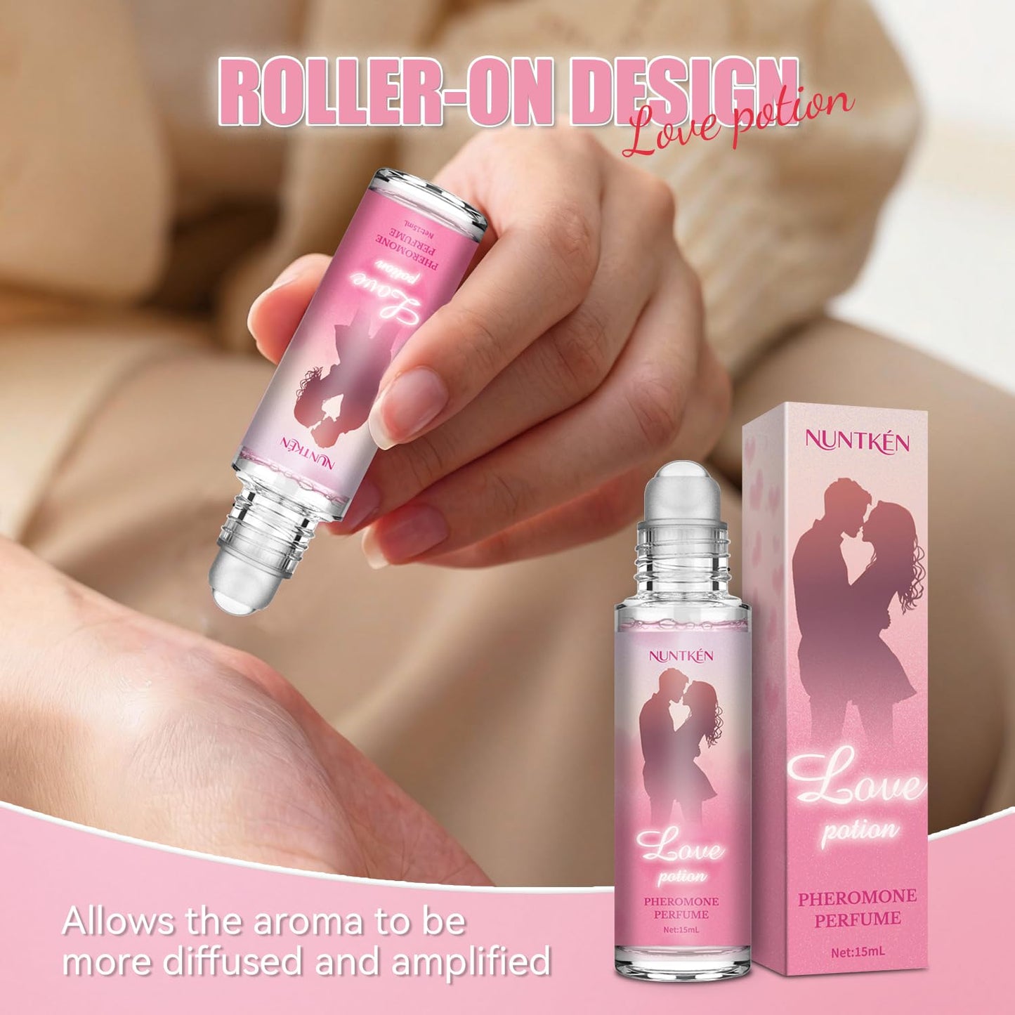 NUNTKEN Phero Perfume, Pheromones Perfumes for Women, Roll On Perfume Phero Oil, Long-lasting, Travel Size