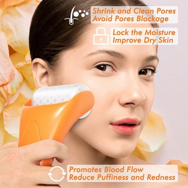 Ice Roller & Gua Sha Set, Skin Care for Face Wrinkles and Puffiness, Self Facial Massage Tools